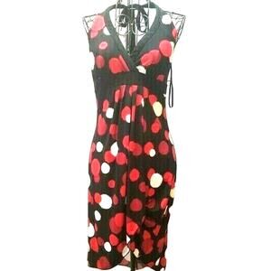 Candie's Polka Dot Halter Dress Size M Pin-up Wrap Skirt High Waist Padded Bra